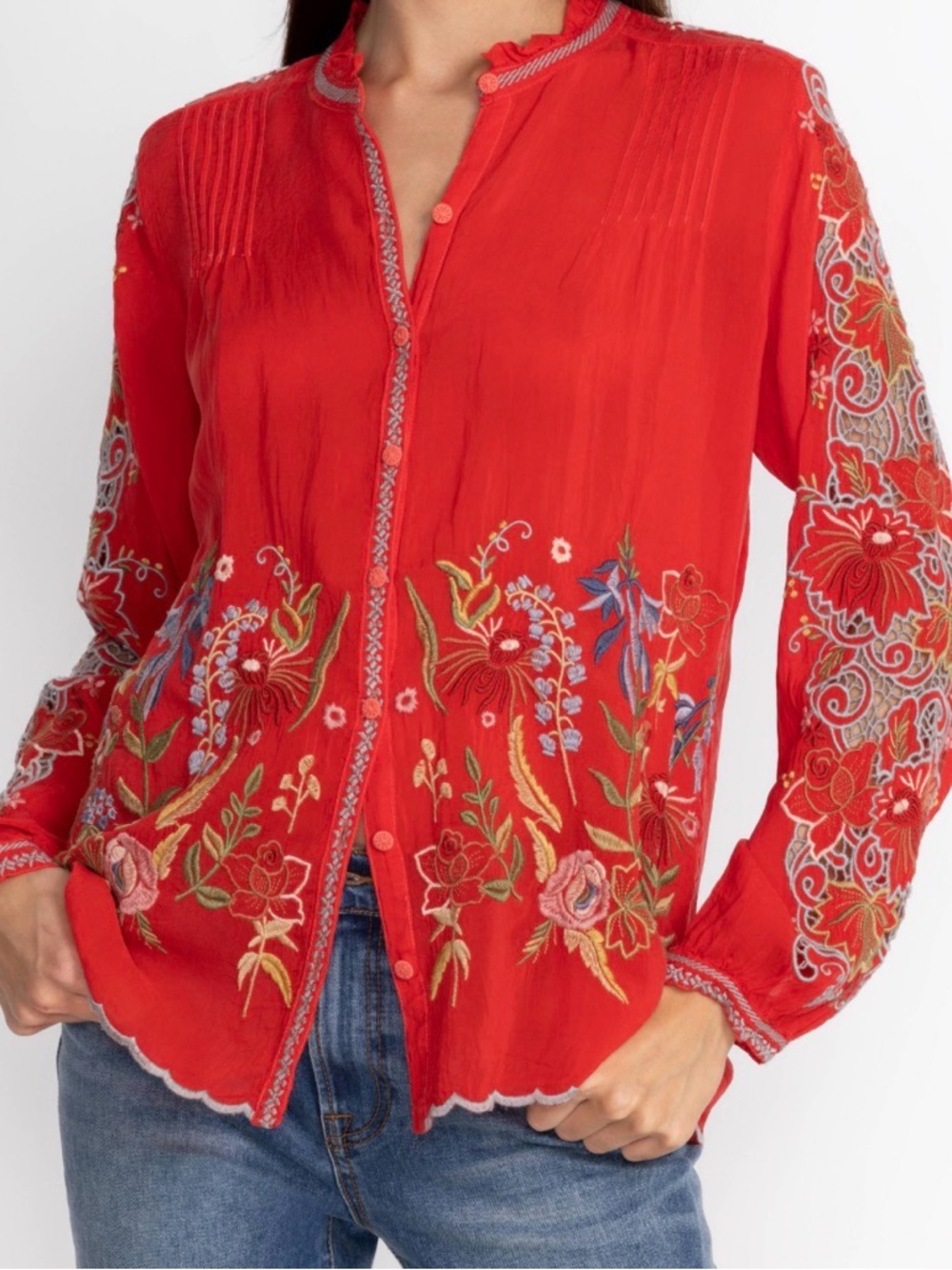 Johnny Was ruelle blouse side small